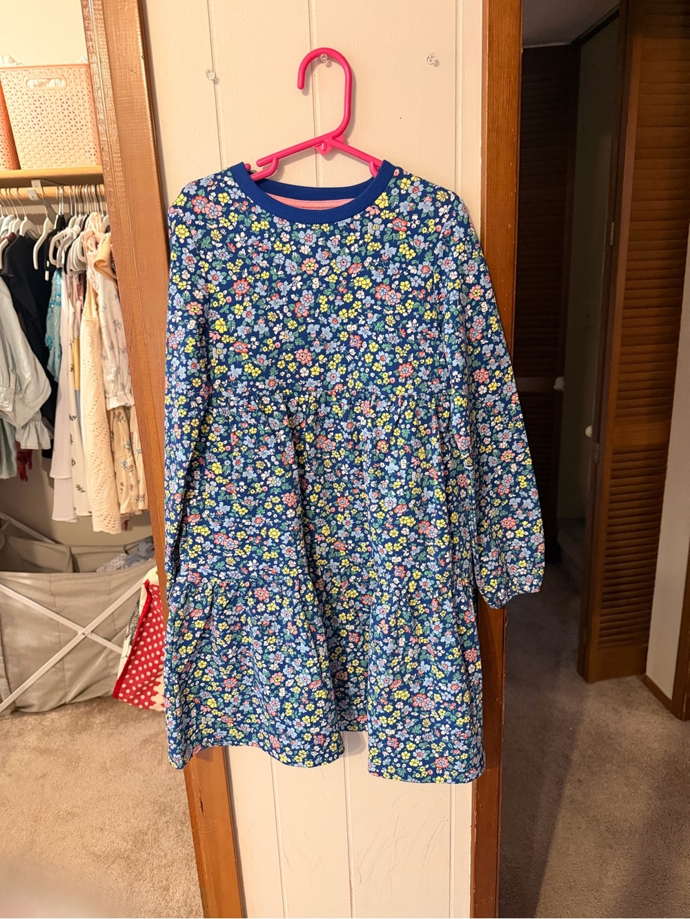 Mini Boden Navy Blue Floral Long-Sleeve Girls' Dress